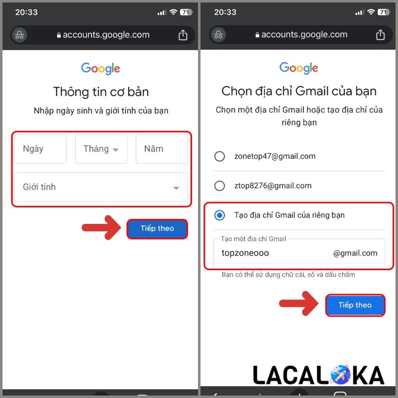 Hướng dẫn tạo mail trên điện thoại cũng tương tự như PC