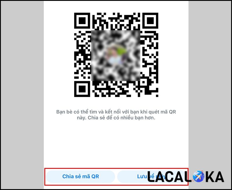 Ấn chọn "Chia sẻ mã QR" để hoàn thành các bước trong cách lấy mã QR Zalo