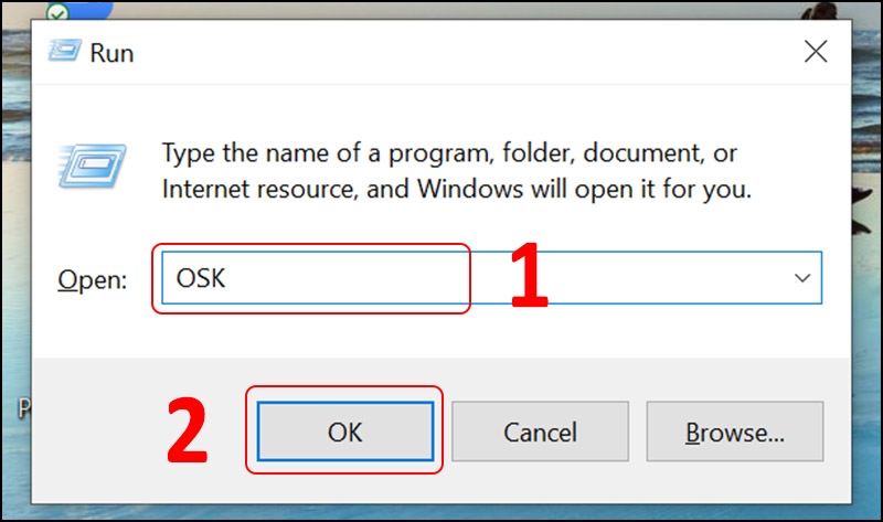 Có thể sử dụng hộp thoại run để mở bàn phím ảo PC